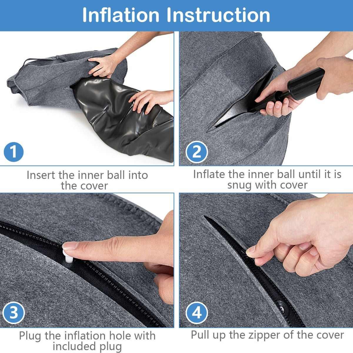 Anti-Burst Exercise Ball with Protective Cover, Handle, and Resistance Bands