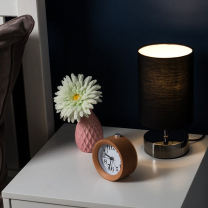 Dimmable Touch Table Lamp with Black Lampshade for Bedroom Nightstand