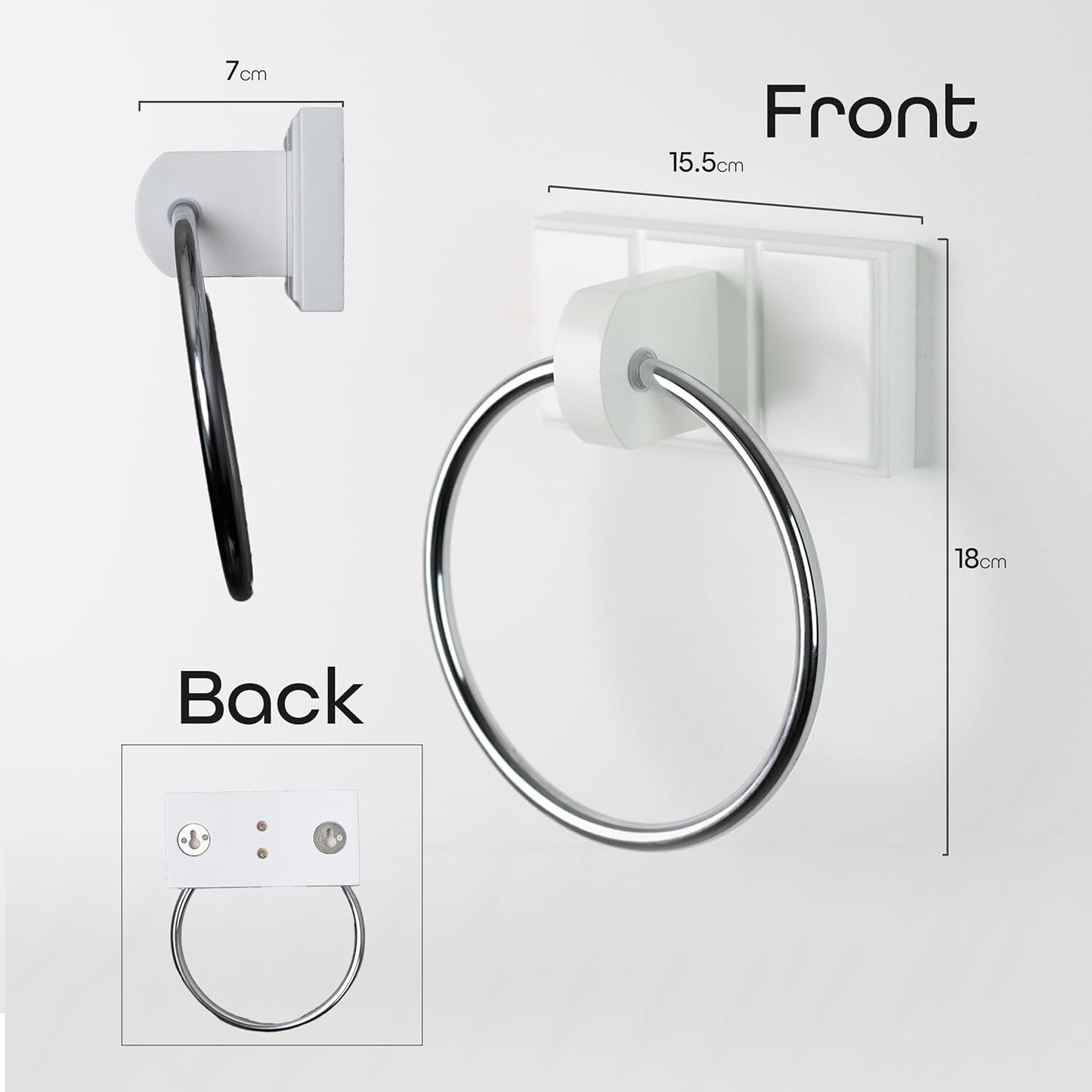 Towel Holder Black Chrome Plated Towel Rail Bath Towel Ring Wall Mounted