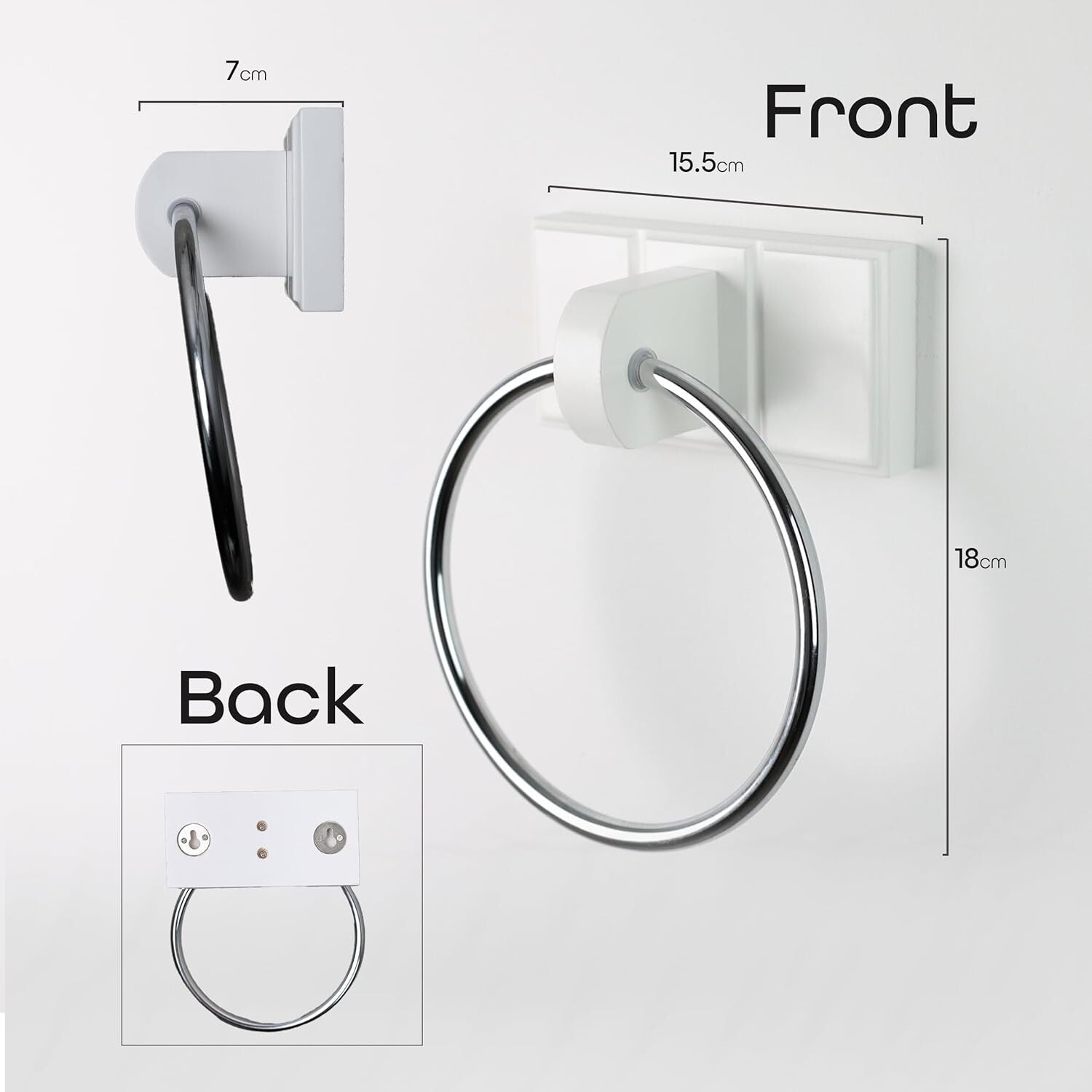 Towel Holder Black Chrome Plated Towel Rail Bath Towel Ring Wall Mounted