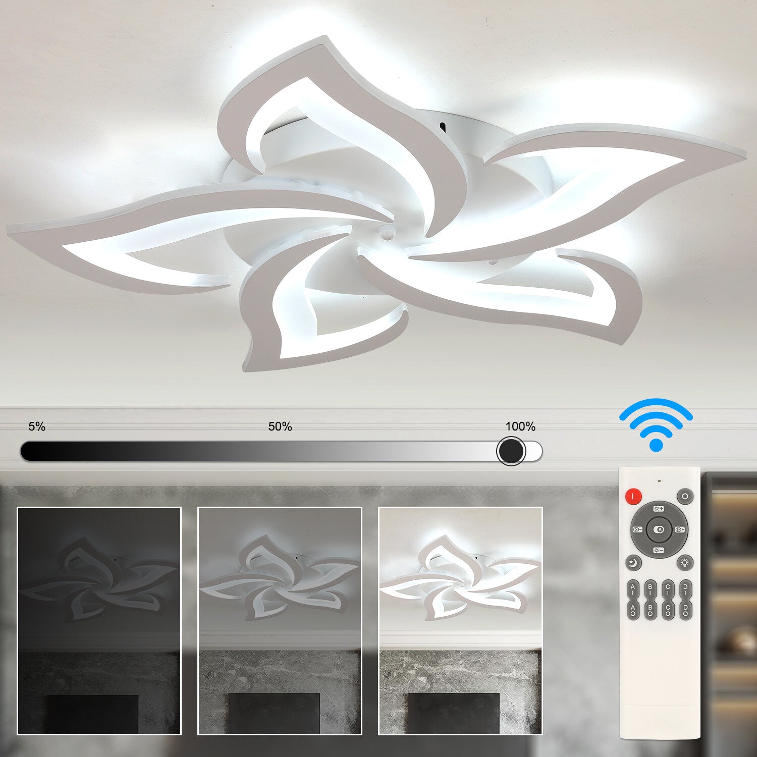 Modern Chandelier LED Lamp White Frame Ceiling Light Living Room Pendant Lights
