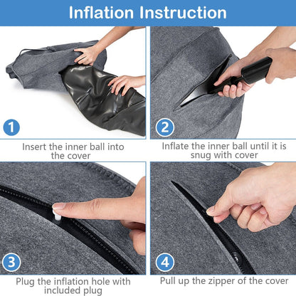 Anti-Burst Exercise Ball with Protective Cover, Handle, and Resistance Bands