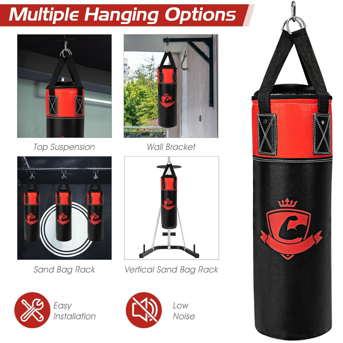 Children's Punching Bag Set with Hand Wraps and Wall Mount for Fitness Training