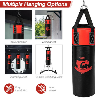 Children's Punching Bag Set with Hand Wraps and Wall Mount for Fitness Training