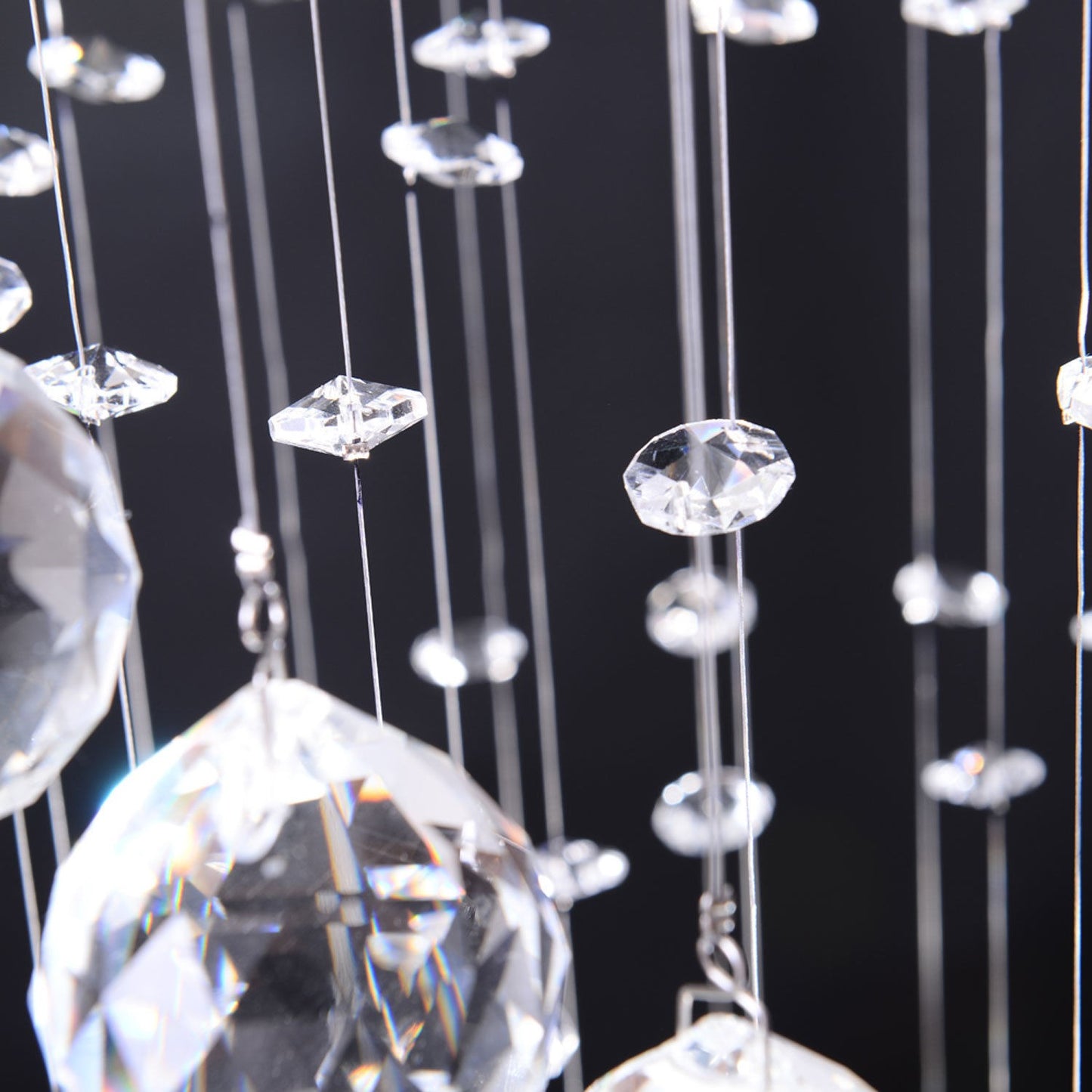Modern Crystal Droplet Ceiling Light Spiral Cascading Chandelier Lamp Bedroom