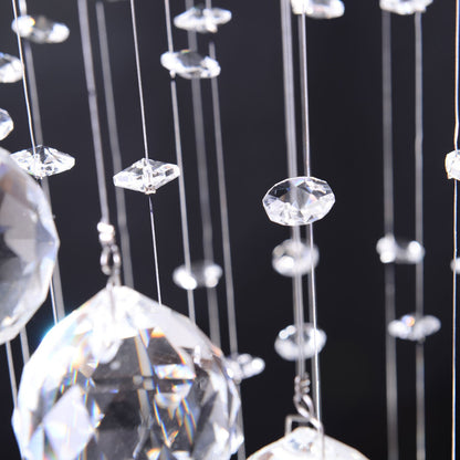 Modern Crystal Droplet Ceiling Light Spiral Cascading Chandelier Lamp Bedroom