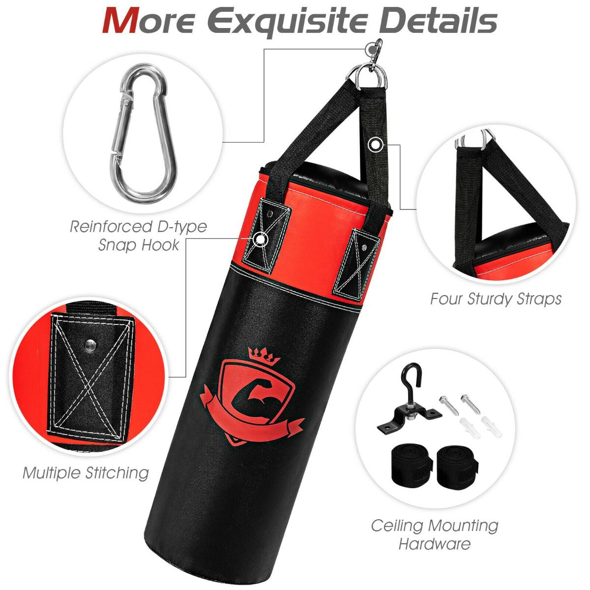 Children's Punching Bag Set with Hand Wraps and Wall Mount for Fitness Training