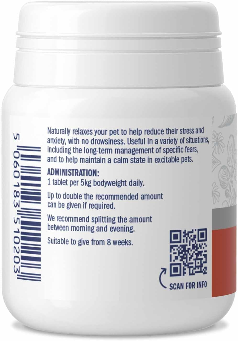 Dorwest Herbs Scullcap & Valerian Calming Tablets for Dogs and Cats, 100 Tablets