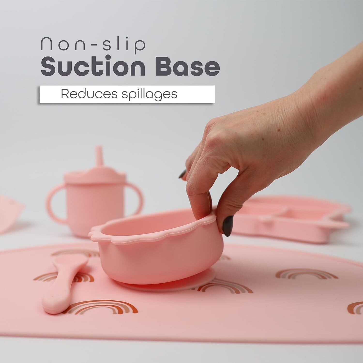 Silicone Baby Feeding Set Includes Bowl, Plate Spoon, Fork & Cup BPA Free