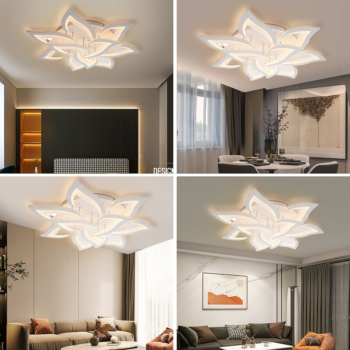 Modern Chandelier LED Lamp White Frame Ceiling Light Living Room Pendant Lights