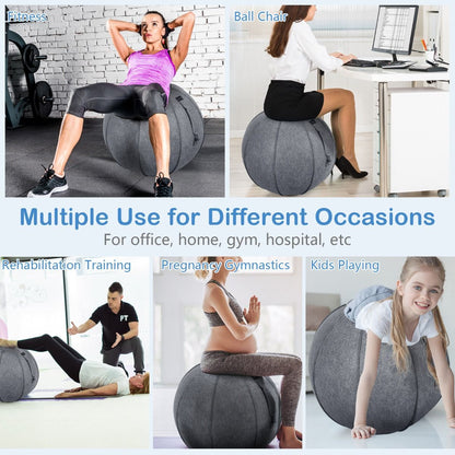 Anti-Burst Exercise Ball with Protective Cover, Handle, and Resistance Bands