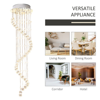 Modern Crystal Droplet Ceiling Light Spiral Cascading Chandelier Lamp Bedroom