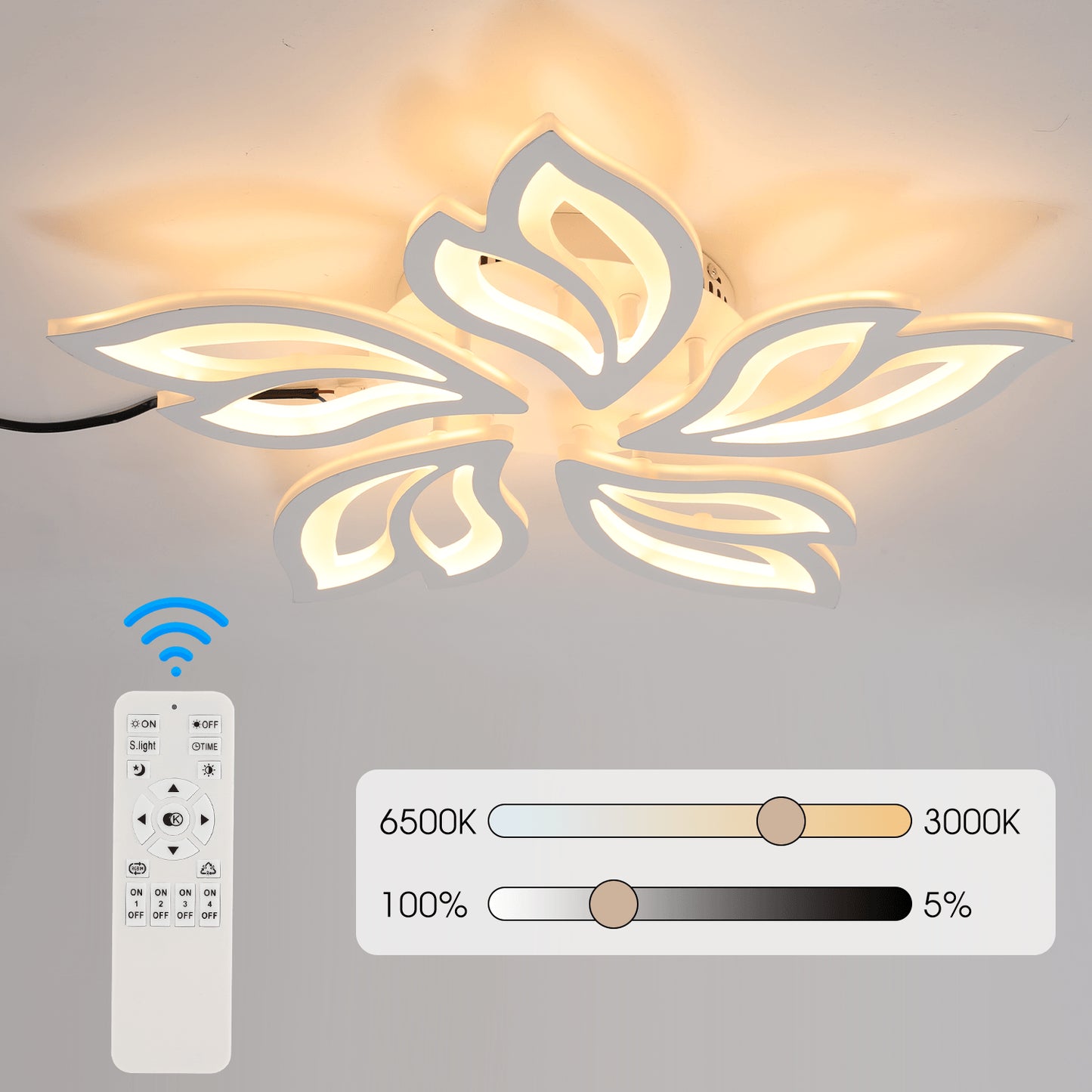 Modern Chandelier LED Lamp White Frame Ceiling Light Living Room Pendant Lights