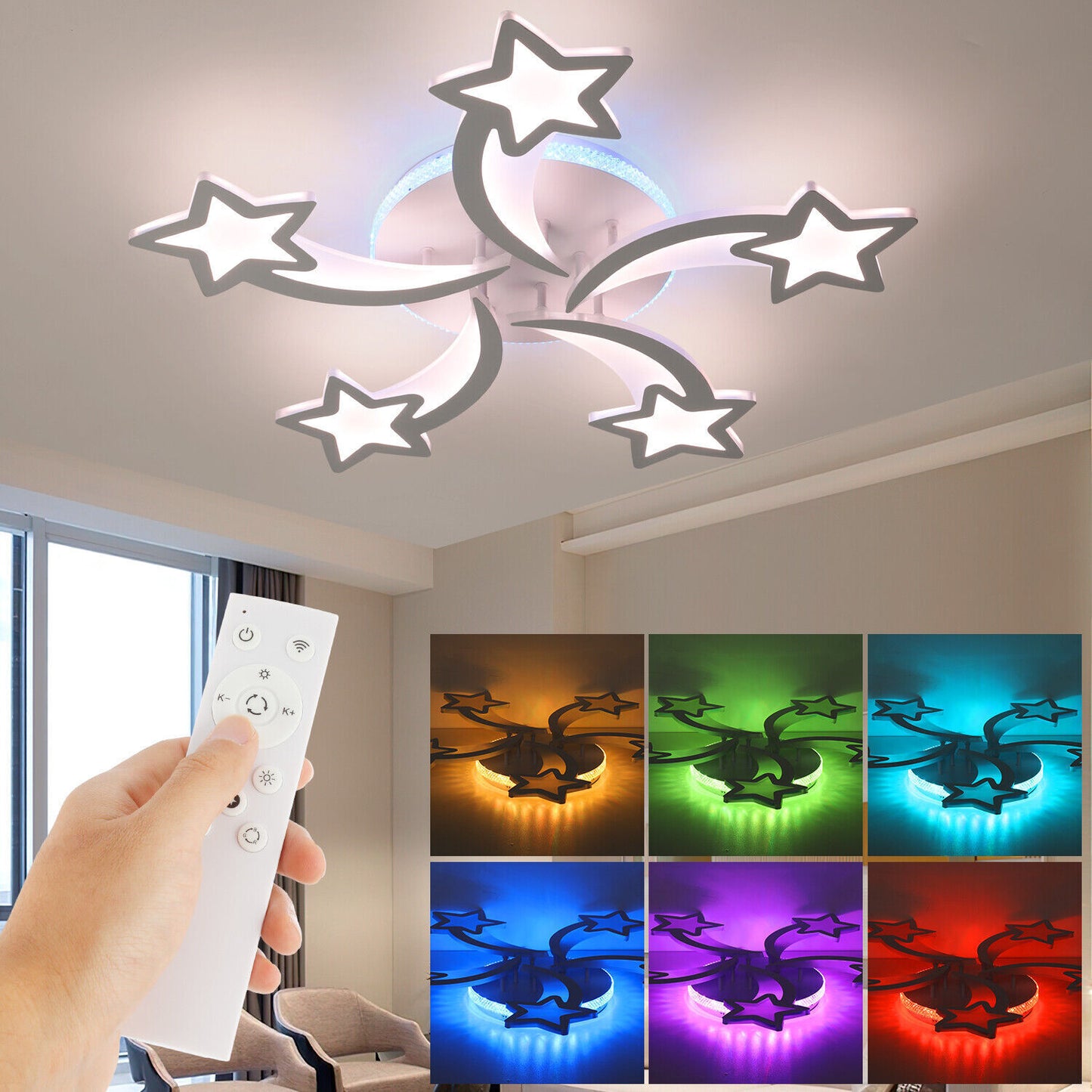 Modern Chandelier LED Lamp White Frame Ceiling Light Living Room Pendant Lights