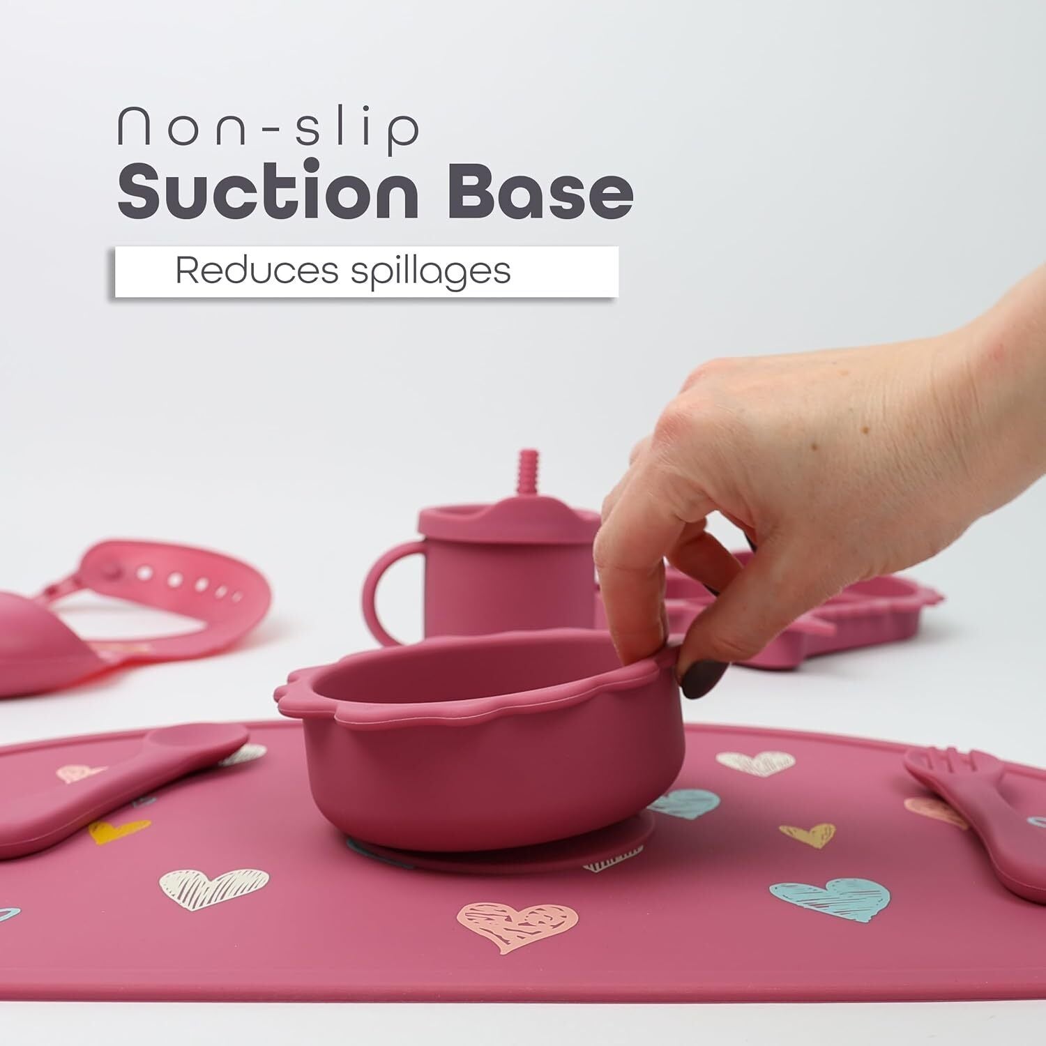 Silicone Baby Feeding Set Includes Bowl, Plate Spoon, Fork & Cup BPA Free