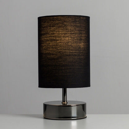 Dimmable Touch Table Lamp with Black Lampshade for Bedroom Nightstand