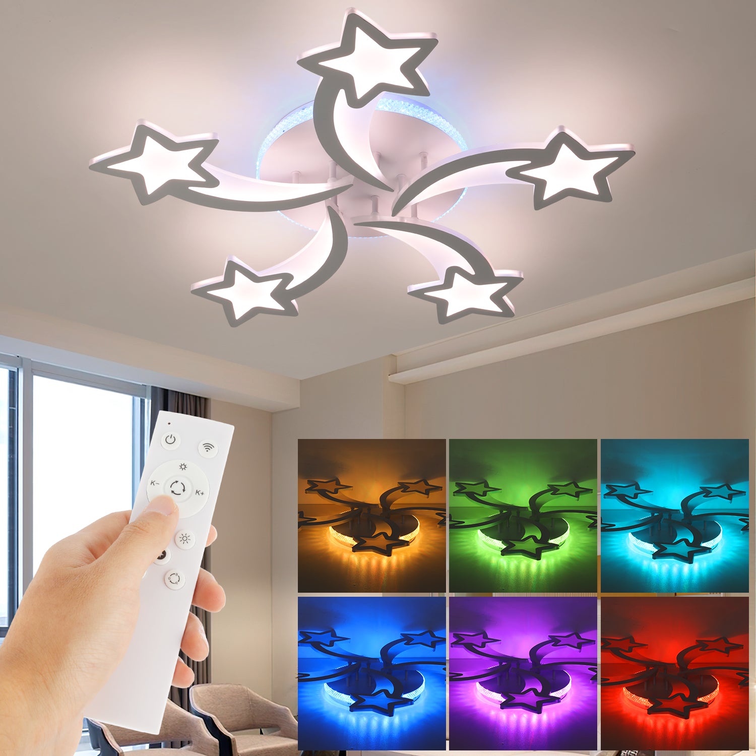 Modern Chandelier LED Lamp White Frame Ceiling Light Living Room Pendant Lights