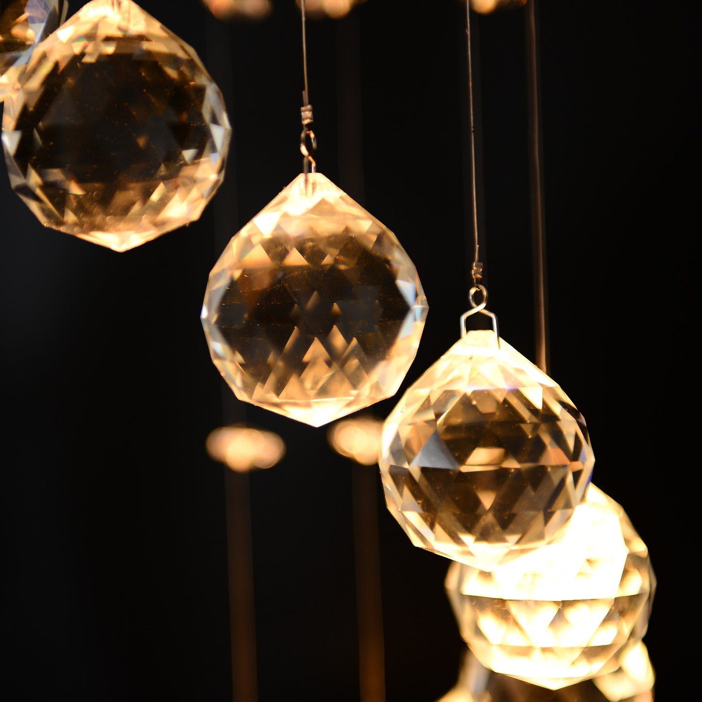 Modern Crystal Droplet Ceiling Light Spiral Cascading Chandelier Lamp Bedroom