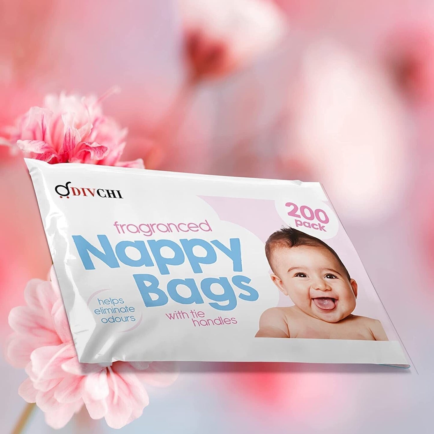 Disposable Tie Handle Nappy Bags Fragranced Scented Baby Changing