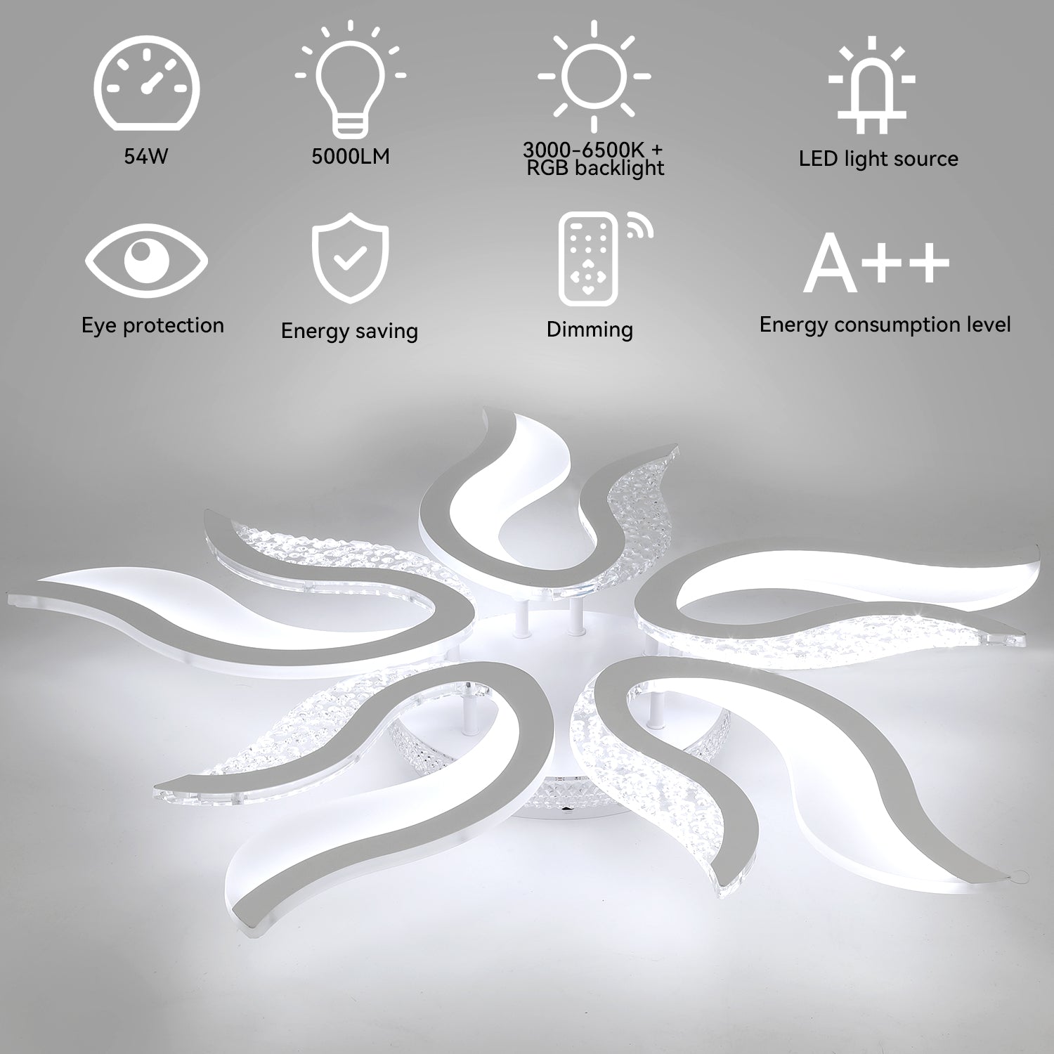Modern Chandelier LED Lamp White Frame Ceiling Light Living Room Pendant Lights