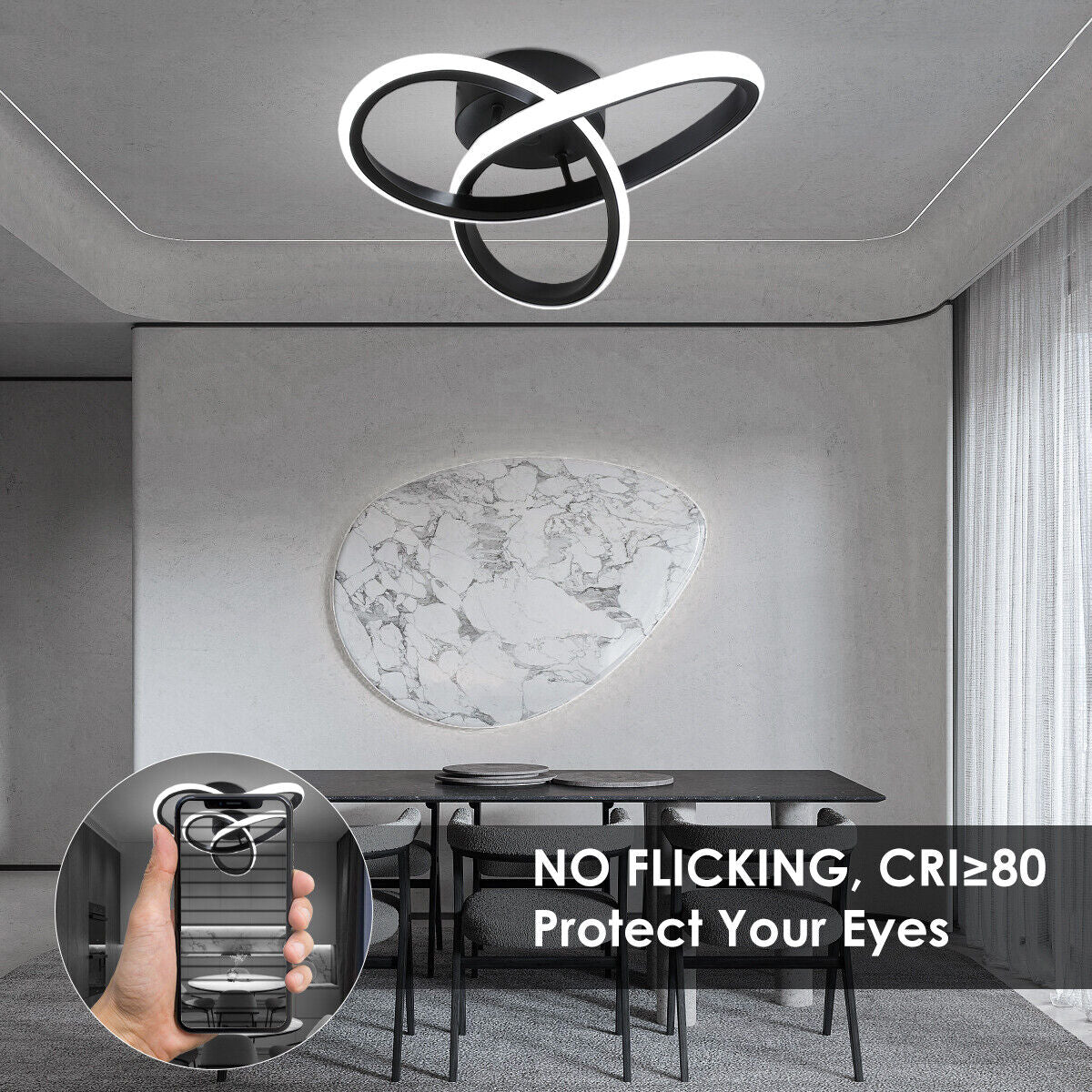 Modern Chandelier LED Lamp White Frame Ceiling Light Living Room Pendant Lights