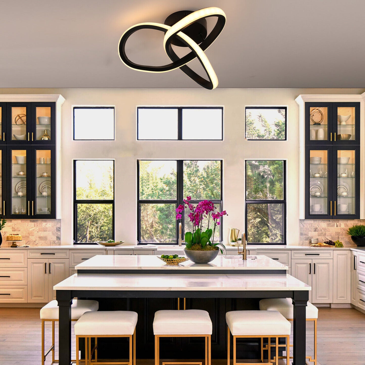 Modern Chandelier LED Lamp White Frame Ceiling Light Living Room Pendant Lights