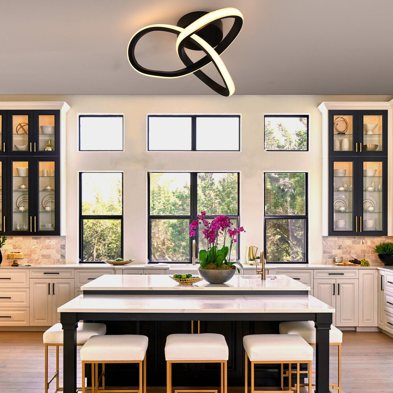 Modern Chandelier LED Lamp White Frame Ceiling Light Living Room Pendant Lights