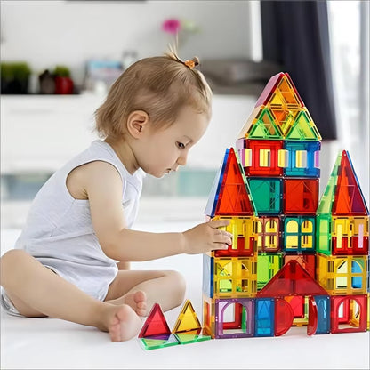 Magblock 66-Piece Magnetic Building Block Set - Construction Tiles for Children Aged 3-10 - Montessori Educational Toy