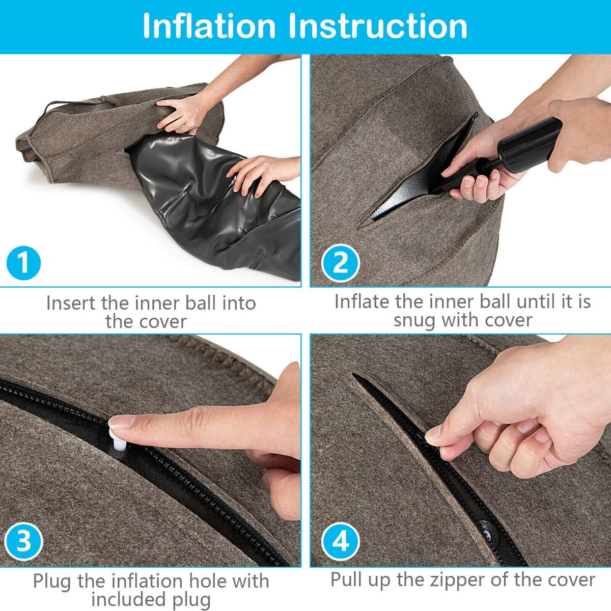 Anti-Burst Exercise Ball with Protective Cover, Handle, and Resistance Bands