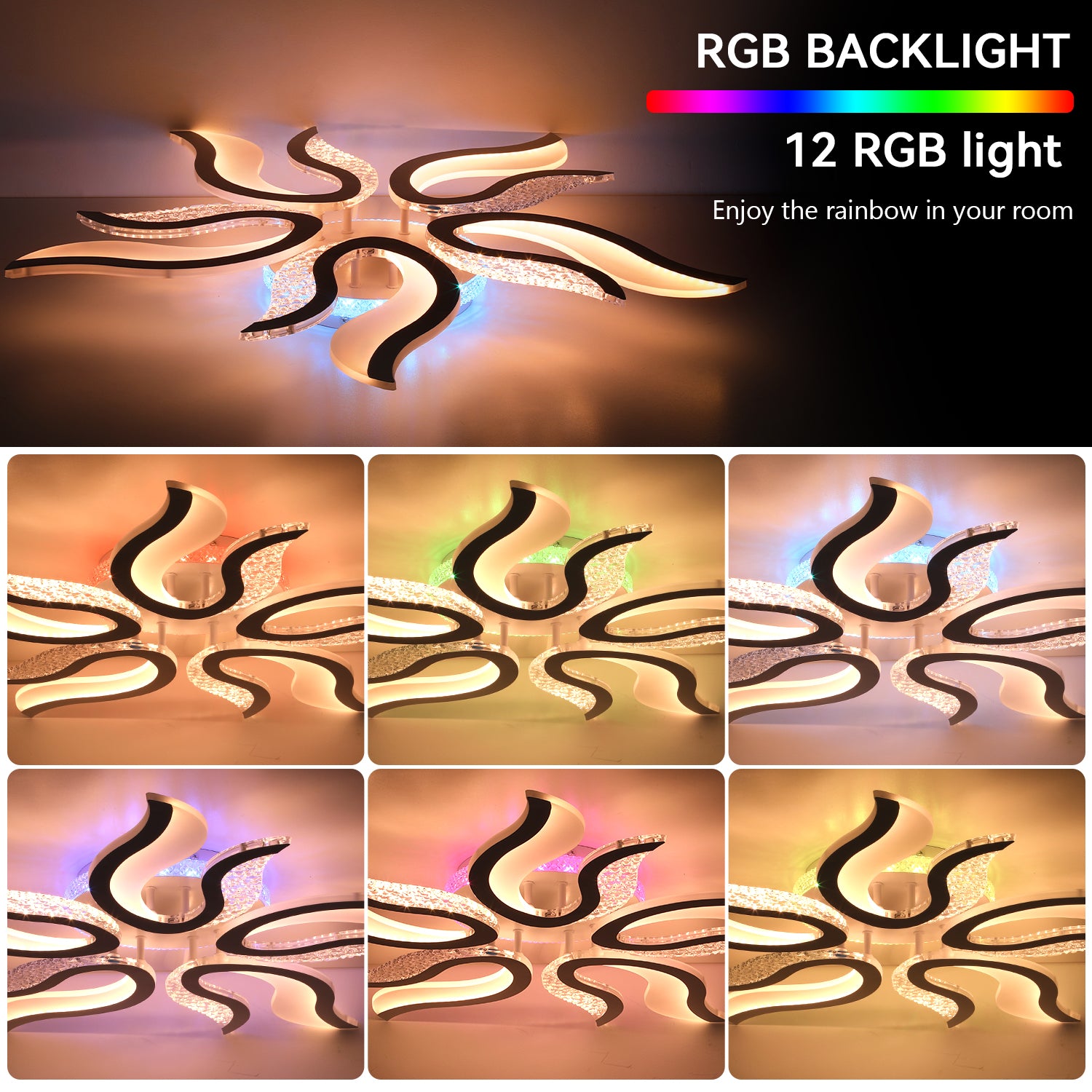 Modern Chandelier LED Lamp White Frame Ceiling Light Living Room Pendant Lights