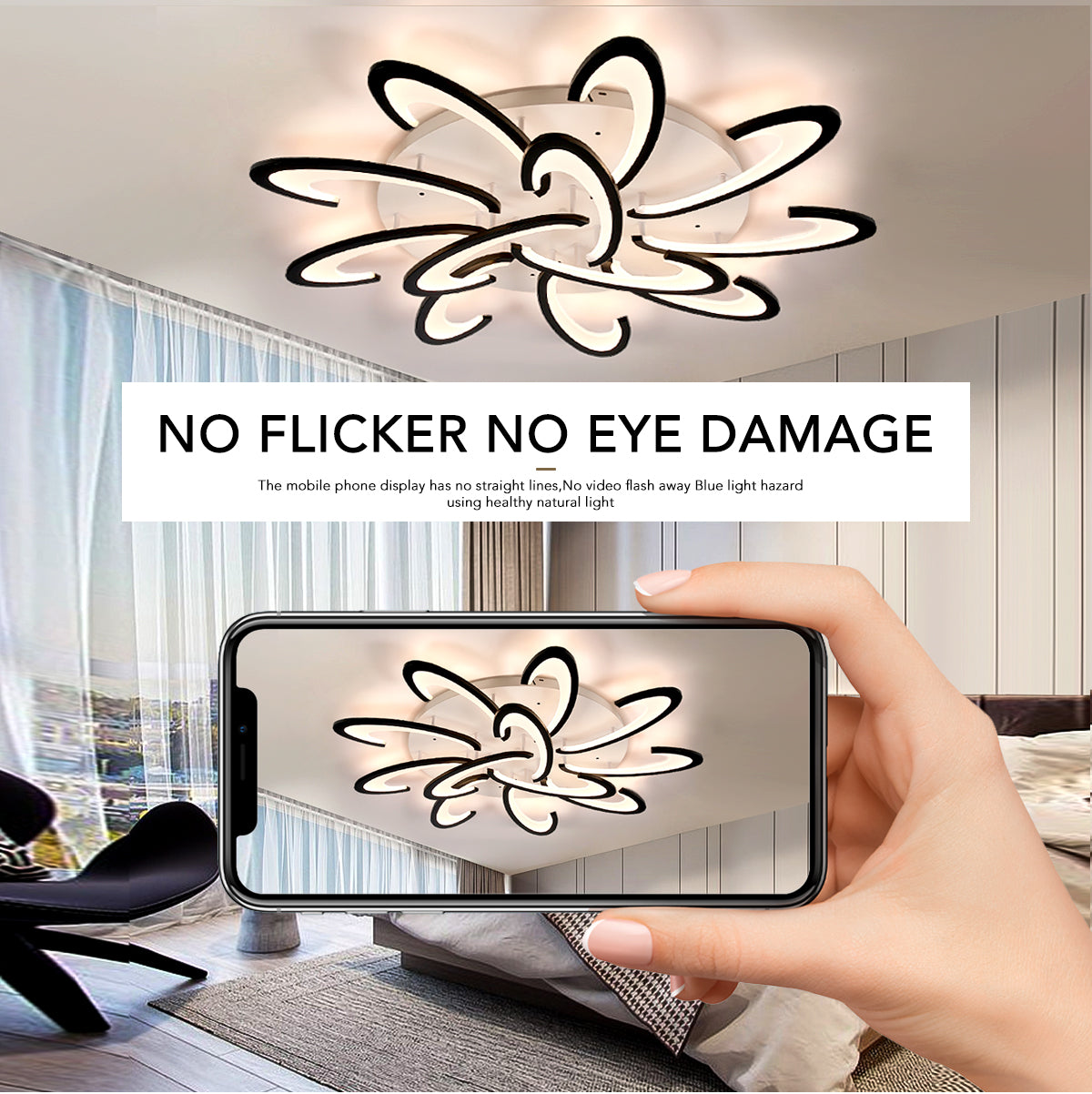 Modern Chandelier LED Lamp White Frame Ceiling Light Living Room Pendant Lights