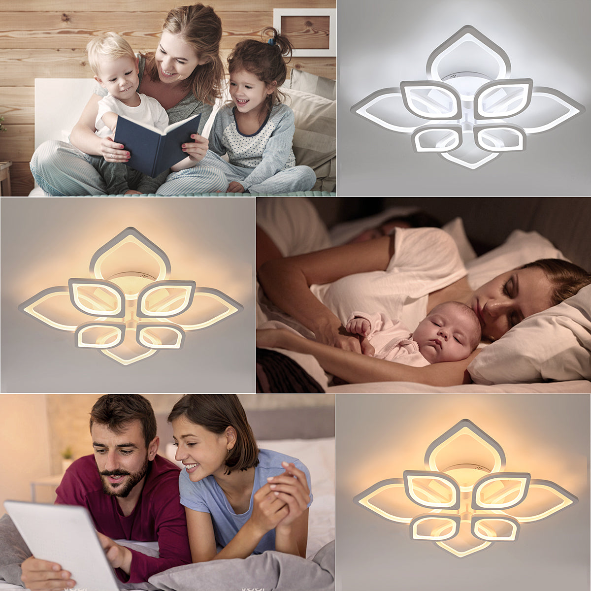 Modern Chandelier LED Lamp White Frame Ceiling Light Living Room Pendant Lights