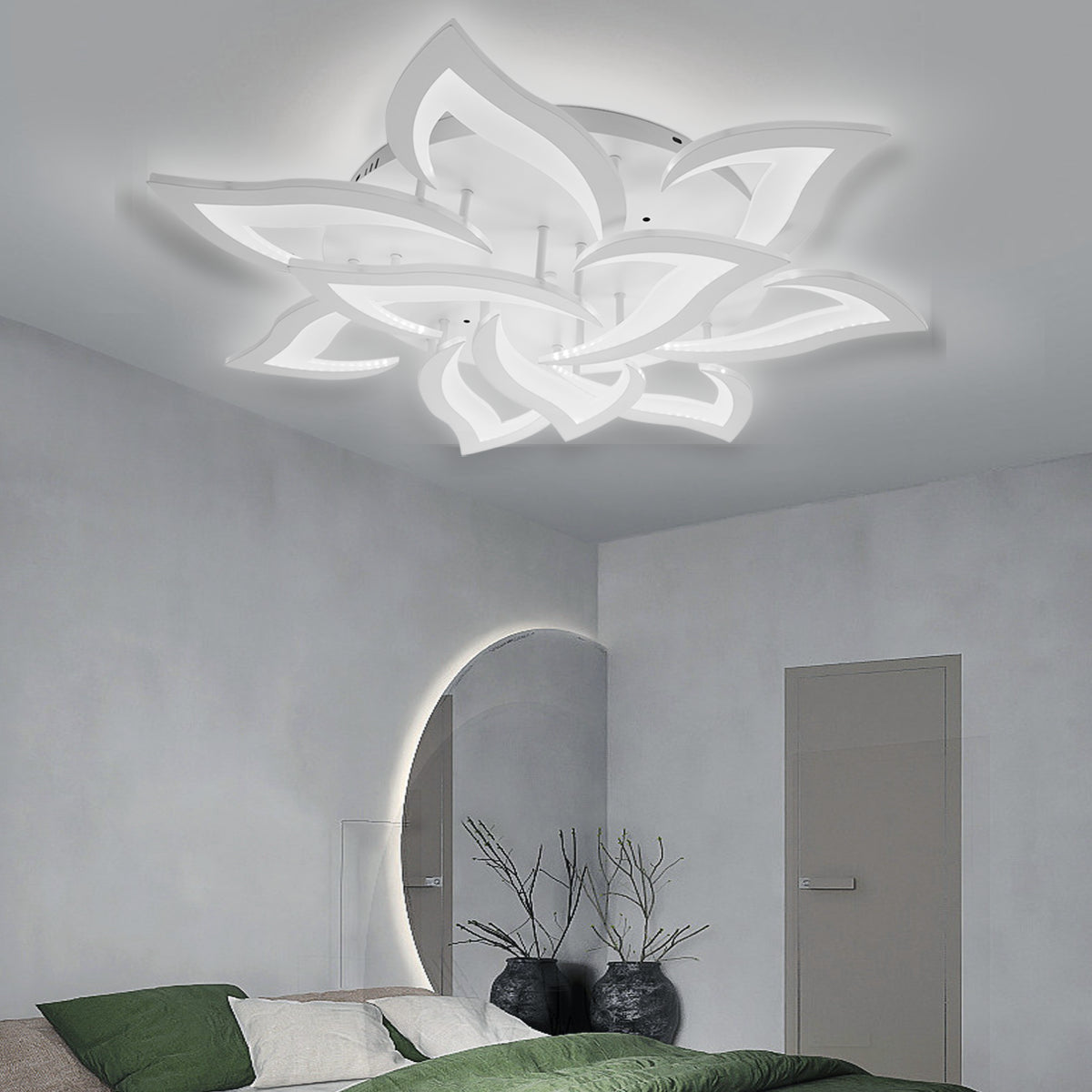 Modern Chandelier LED Lamp White Frame Ceiling Light Living Room Pendant Lights