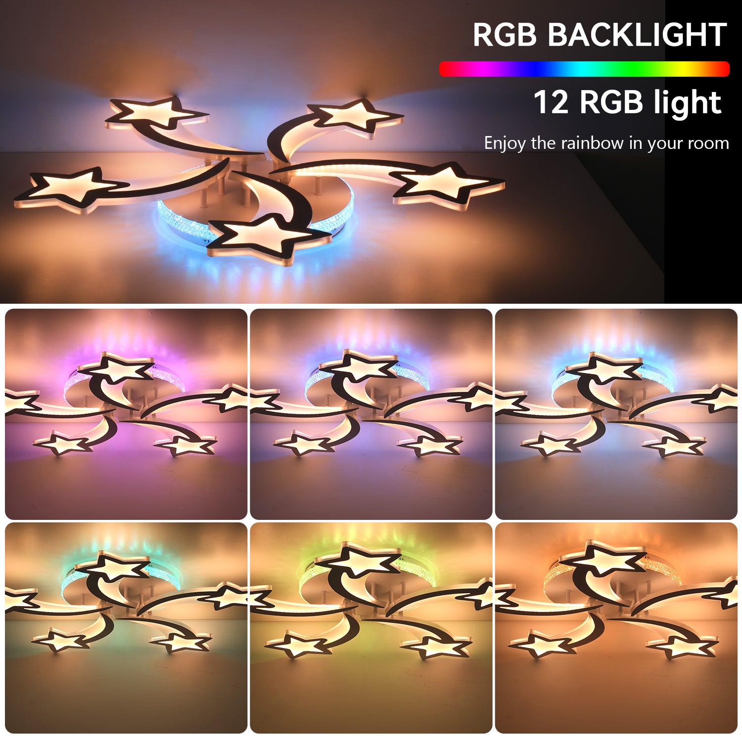 Modern Chandelier LED Lamp White Frame Ceiling Light Living Room Pendant Lights
