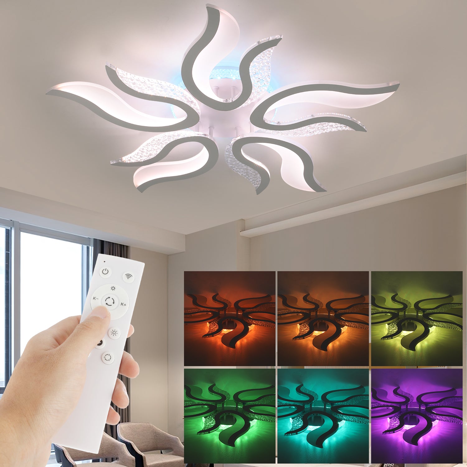 Modern Chandelier LED Lamp White Frame Ceiling Light Living Room Pendant Lights