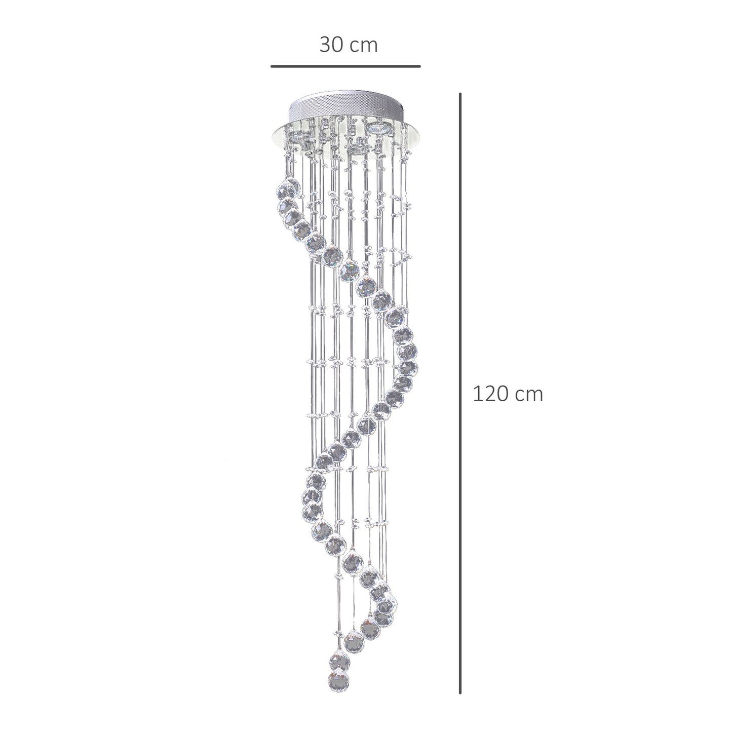Modern Crystal Droplet Ceiling Light Spiral Cascading Chandelier Lamp Bedroom