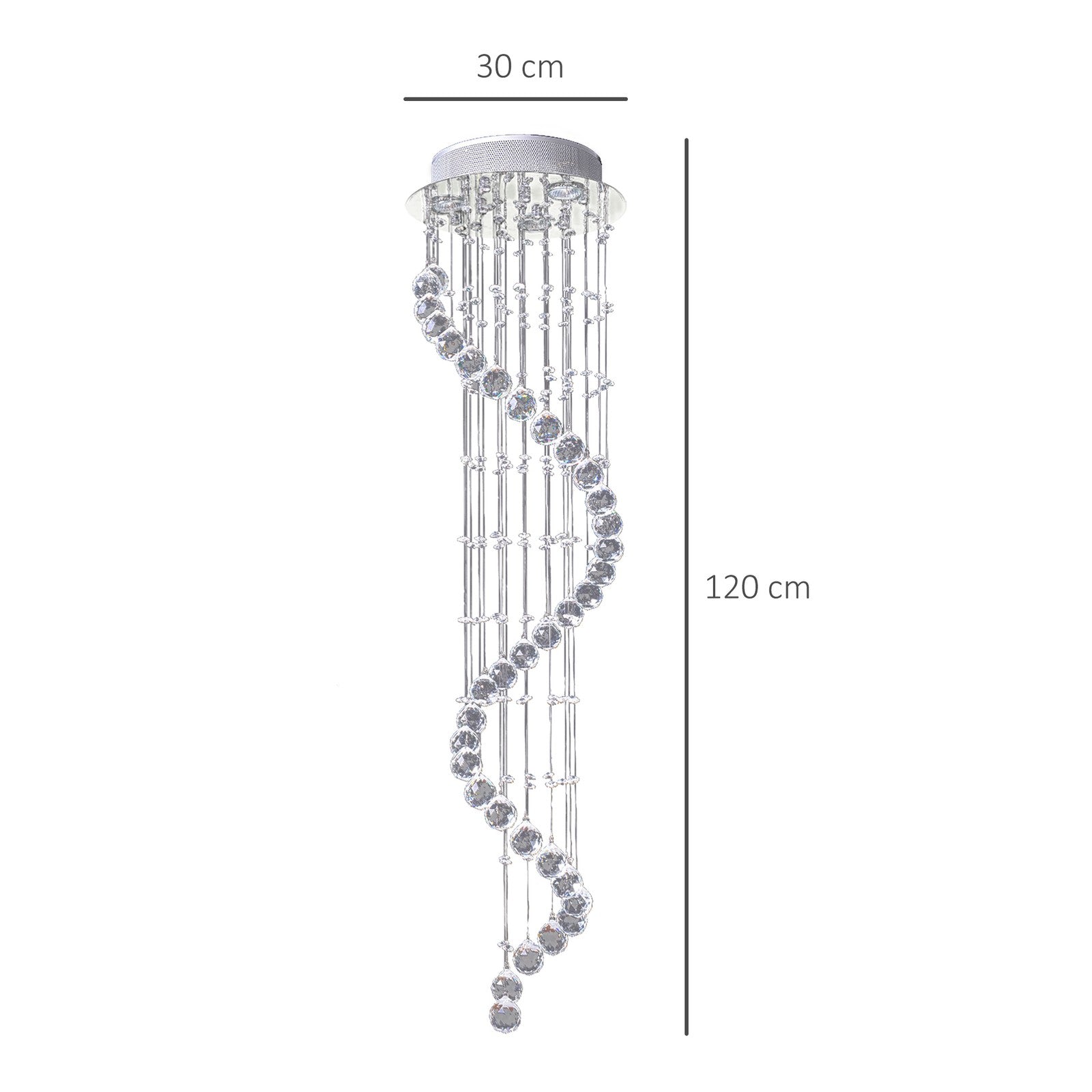 Modern Crystal Droplet Ceiling Light Spiral Cascading Chandelier Lamp Bedroom