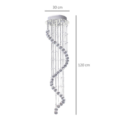Modern Crystal Droplet Ceiling Light Spiral Cascading Chandelier Lamp Bedroom