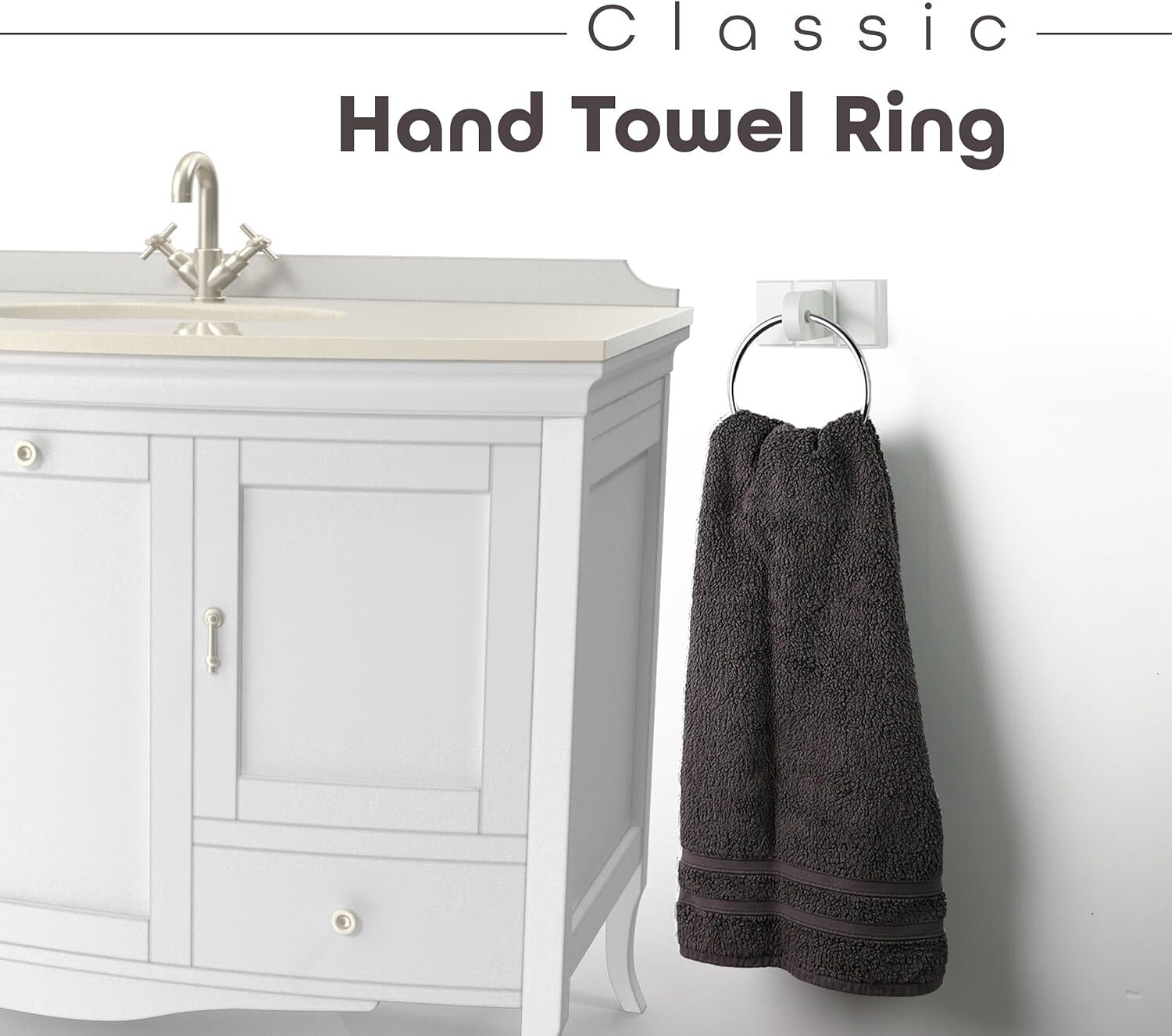Towel Holder Black Chrome Plated Towel Rail Bath Towel Ring Wall Mounted