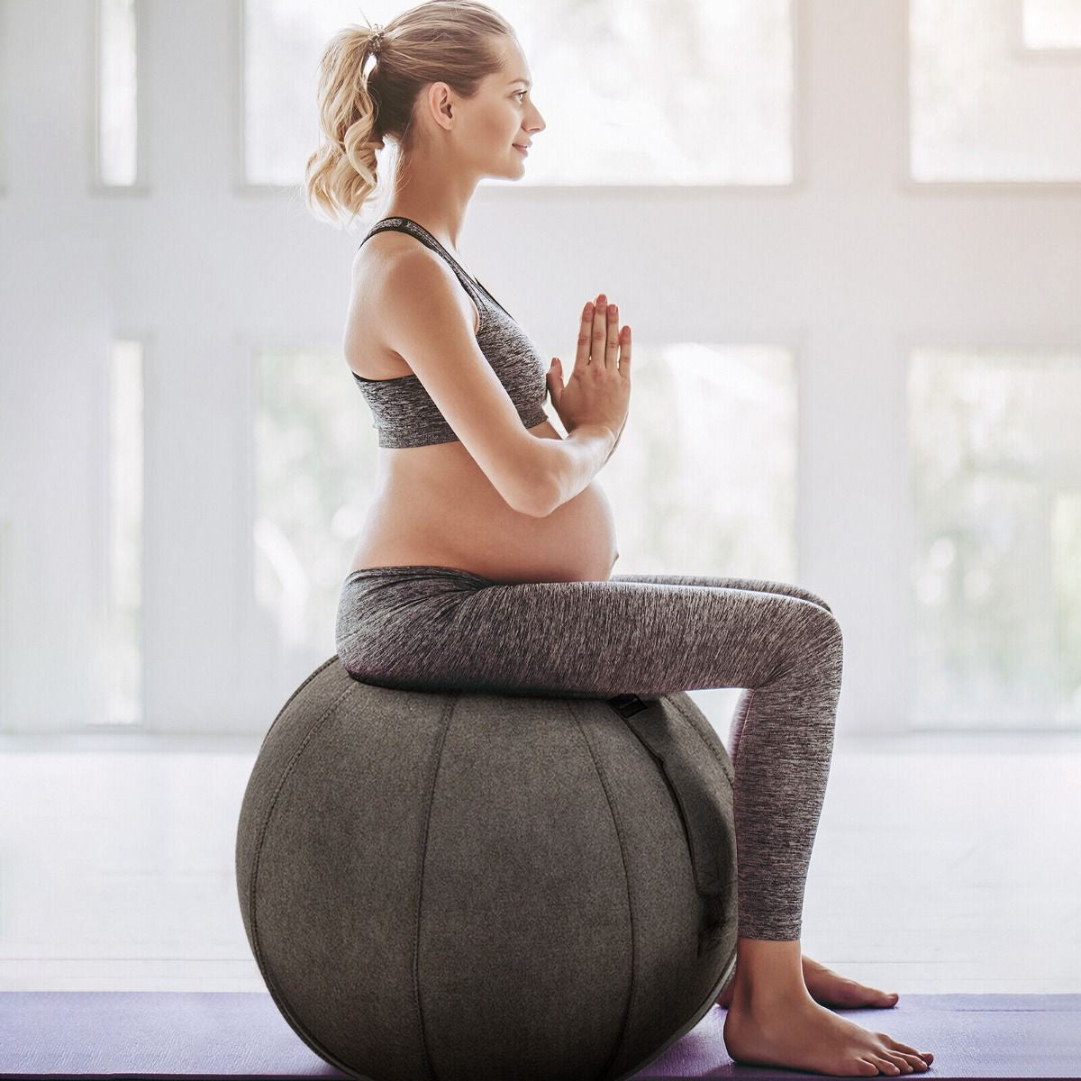 Anti-Burst Exercise Ball with Protective Cover, Handle, and Resistance Bands