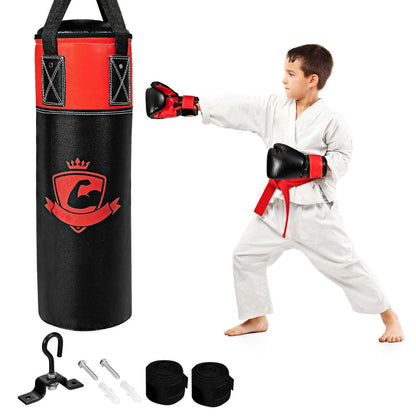 Children's Punching Bag Set with Hand Wraps and Wall Mount for Fitness Training