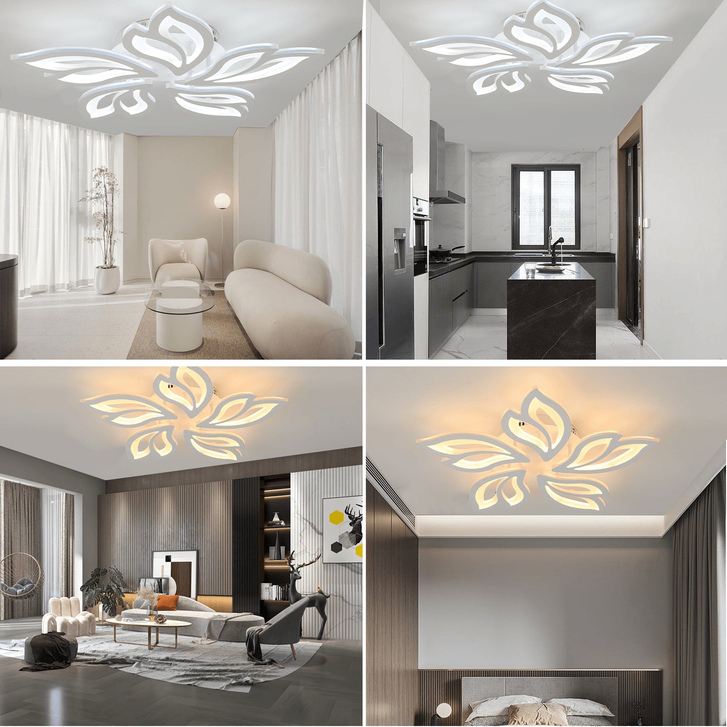 Modern Chandelier LED Lamp White Frame Ceiling Light Living Room Pendant Lights