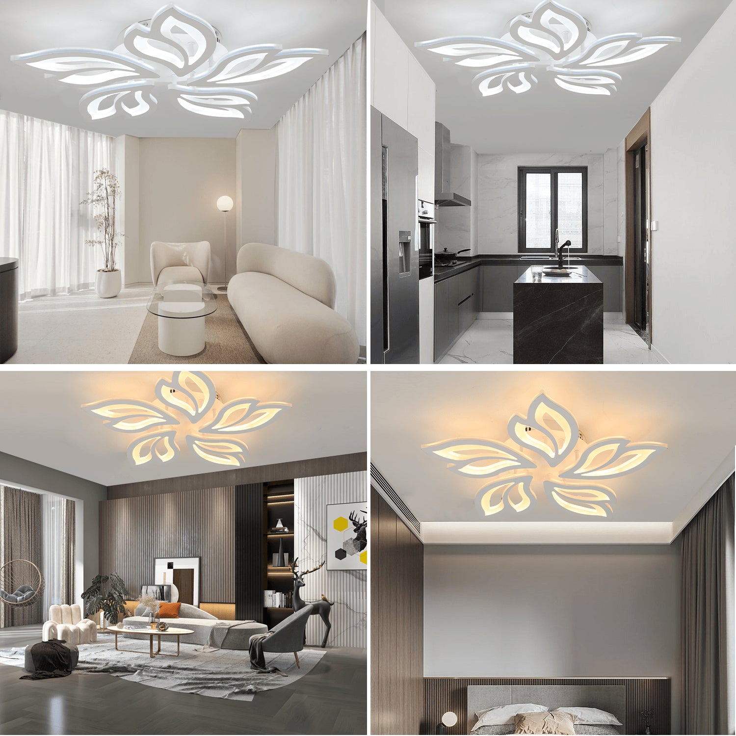 Modern Chandelier LED Lamp White Frame Ceiling Light Living Room Pendant Lights