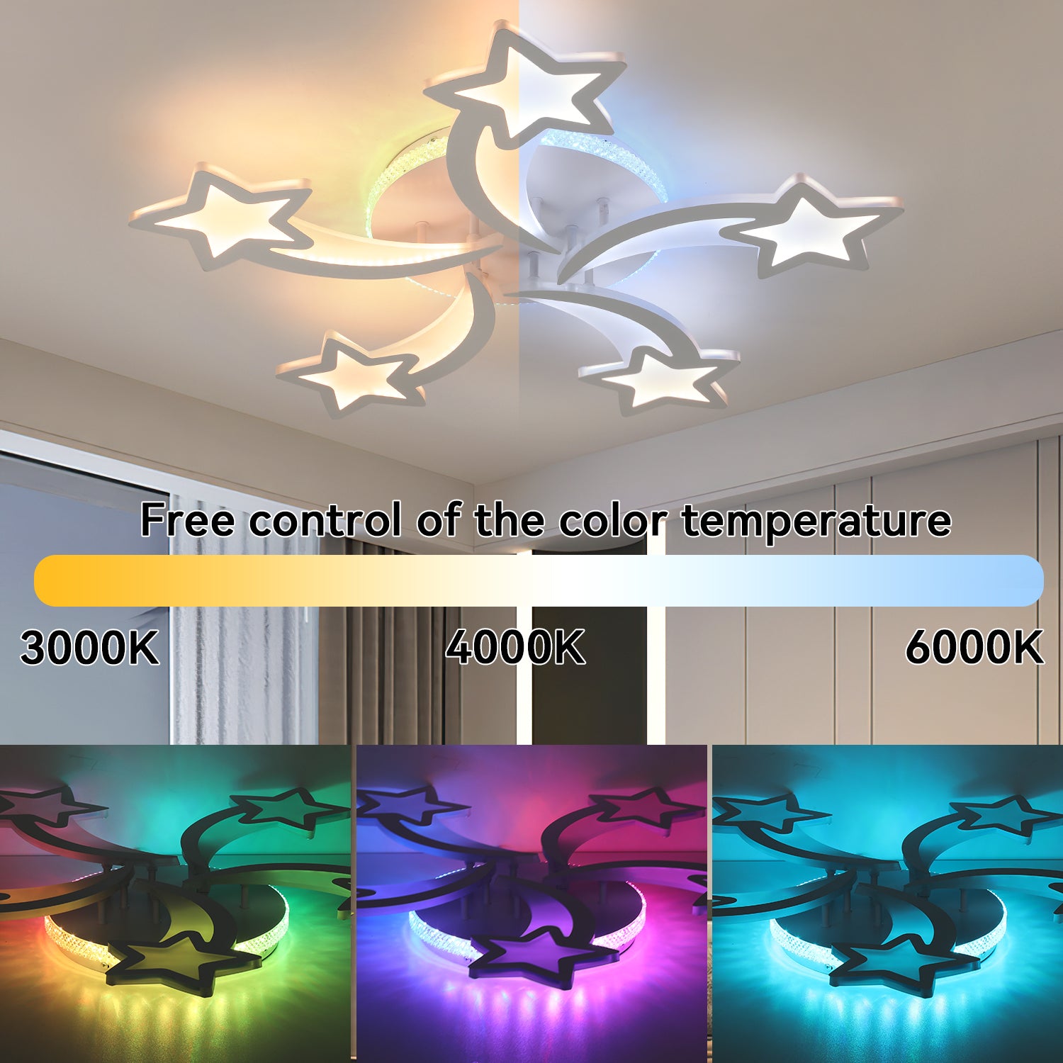 Modern Chandelier LED Lamp White Frame Ceiling Light Living Room Pendant Lights
