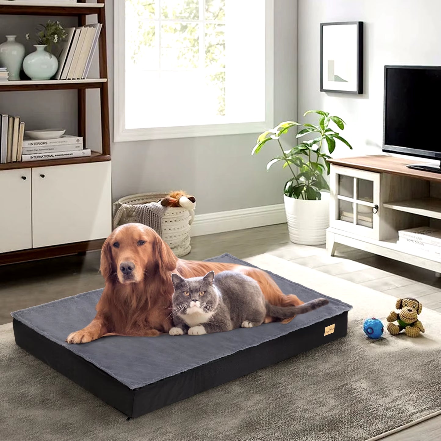 Orthopedic Waterproof Dog Bed for Large and Medium Dogs with Non-Slip Bottom and Machine Washable Fabric