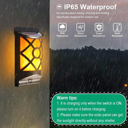 Outdoor Solar LED Wall Light with Flickering Flame for Garden, Patio, and Deck - Dusk to Dawn Operation