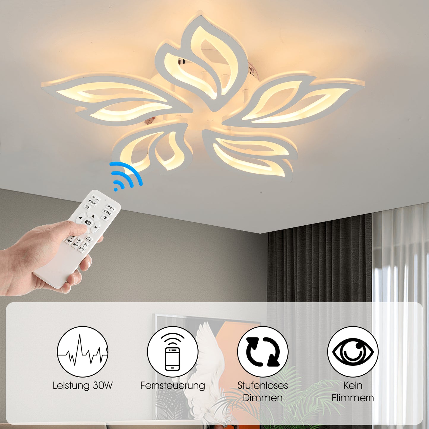 Modern Chandelier LED Lamp White Frame Ceiling Light Living Room Pendant Lights