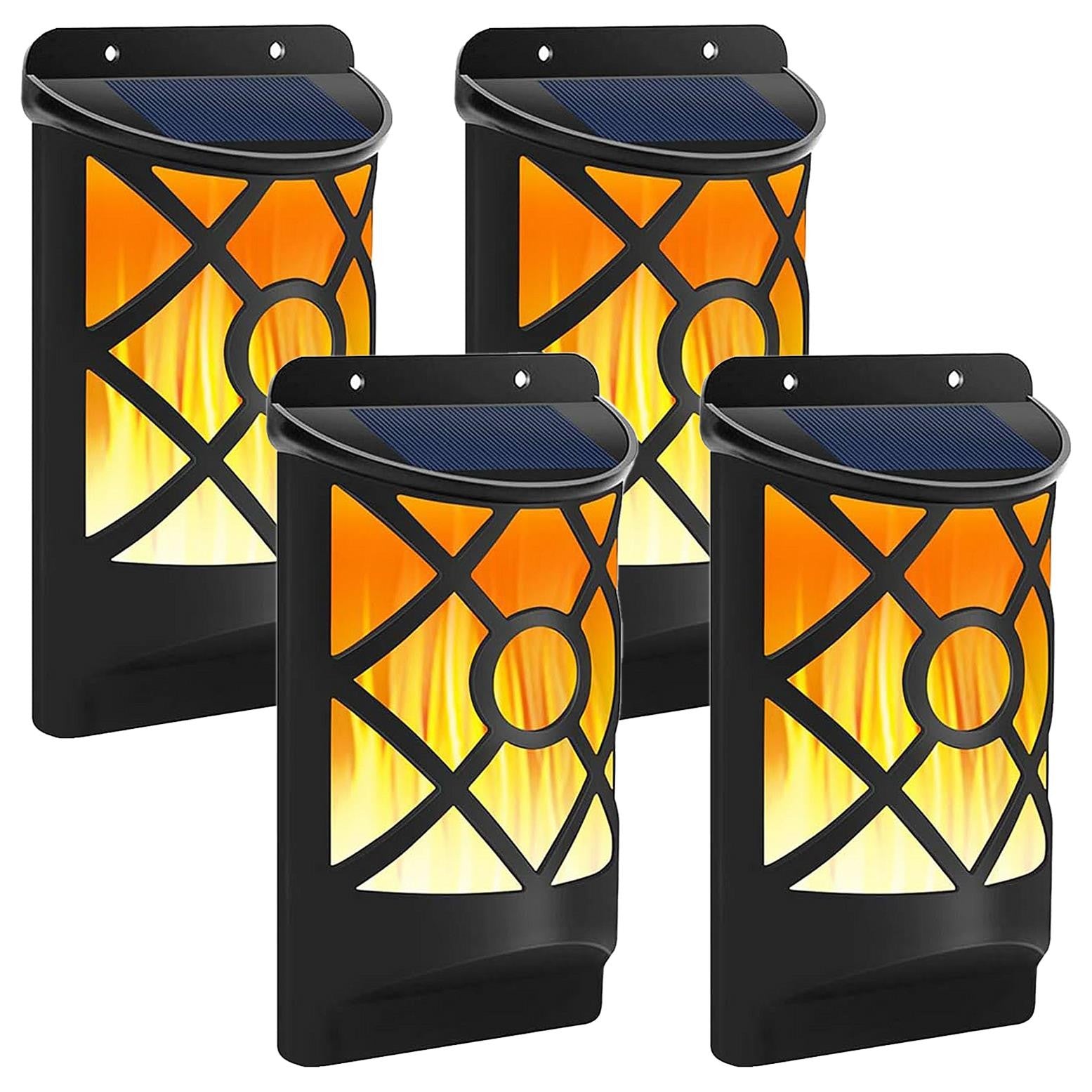 Outdoor Solar LED Wall Light with Flickering Flame for Garden, Patio, and Deck - Dusk to Dawn Operation