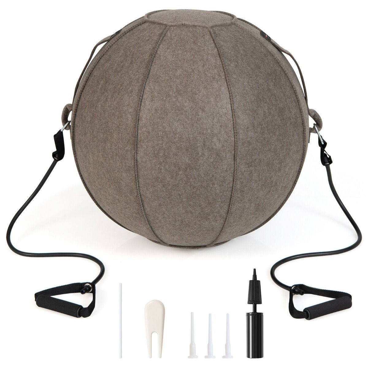 Anti-Burst Exercise Ball with Protective Cover, Handle, and Resistance Bands