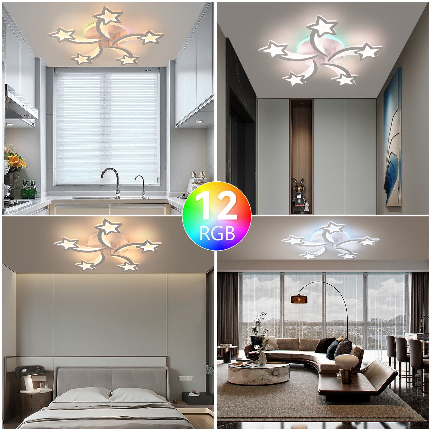Modern Chandelier LED Lamp White Frame Ceiling Light Living Room Pendant Lights